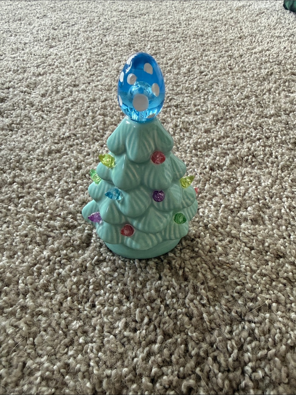 Hobby Lobby Mint Green Ceramic Christmas Tree with Blue Top